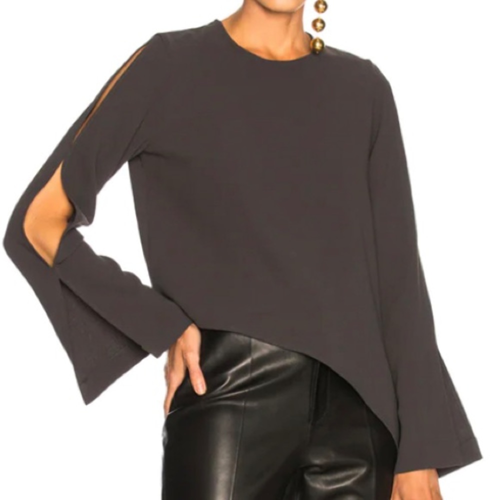 IRO charcoal grey women’s asymmetrical top with cutouts size US 2
